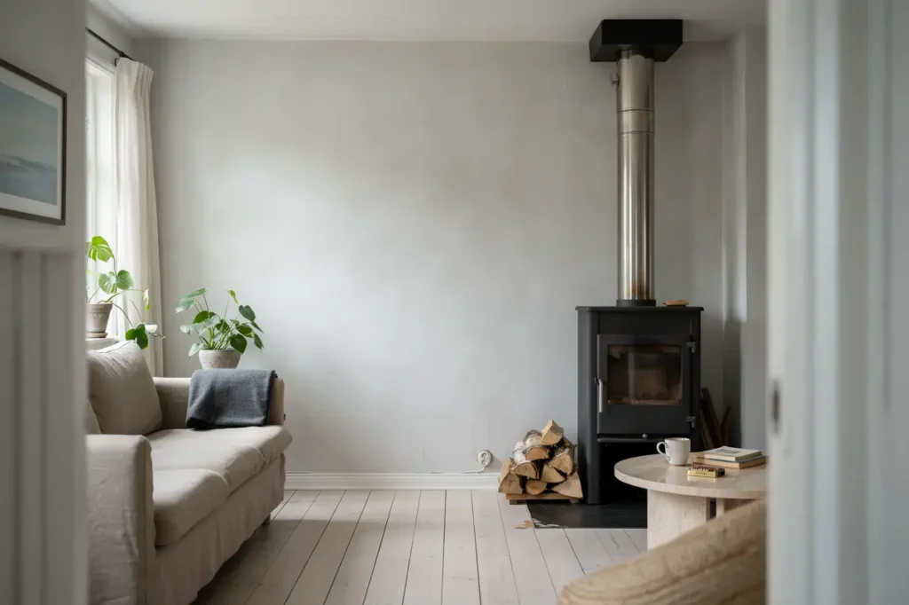 installation av vedeldad kamin och skorsten i ulriksdal bergshamra